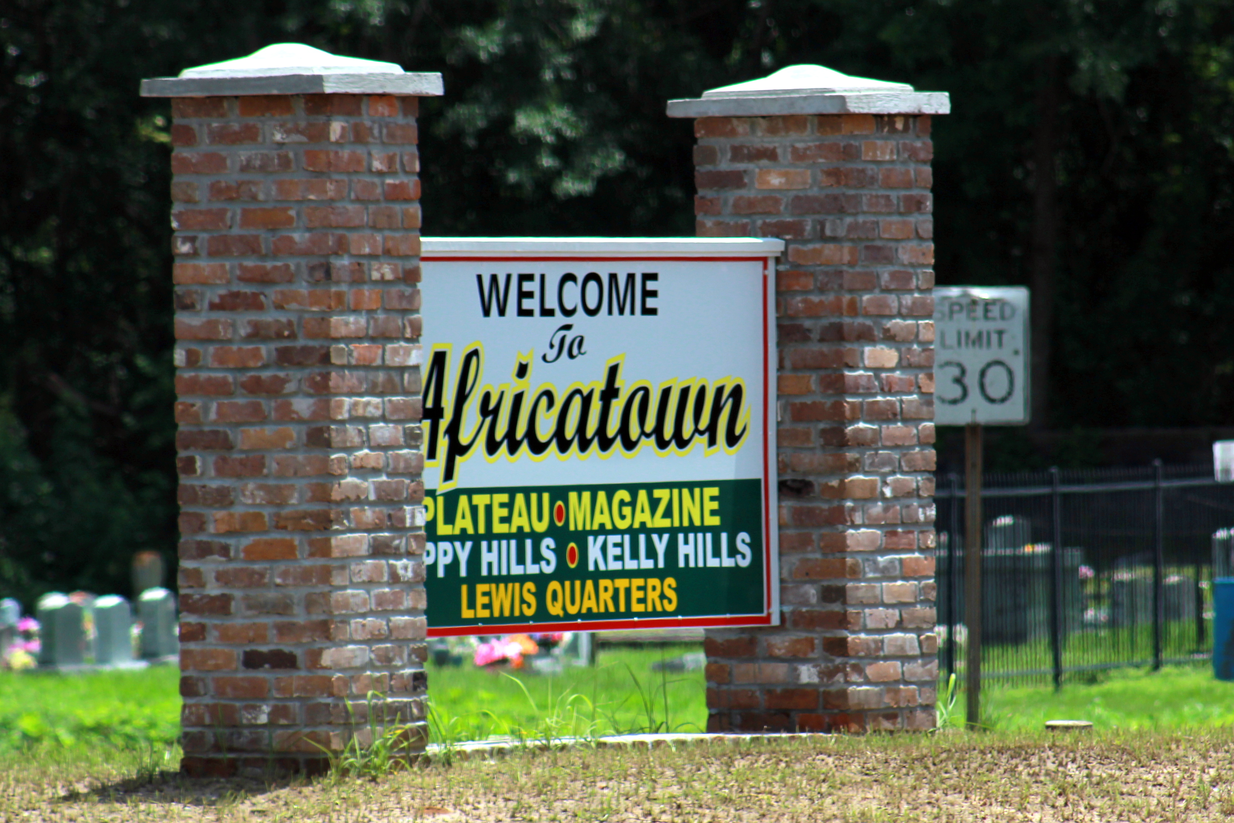 Welcome to Africatown sign