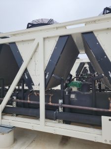 An image of a bank of smaller heat exchange compressors at the Edged Tilford Yard facility in Atlanta, GA.